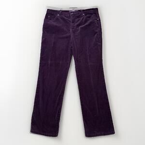 Gloria Vanderbilt Woman’s Size 16 Plum Cotton Spandex Corduroy Straight 36x29
